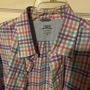 Izod Purple and Blue Casual Button Down Shirt